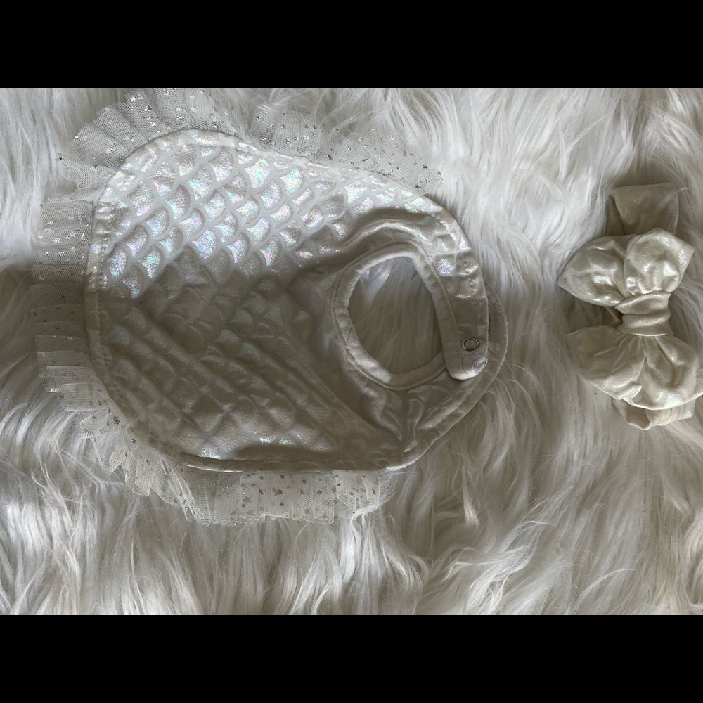 Mermaid style satin bib & headband